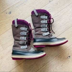 Sorel Joan of Arctic Knit Winter Boots Waterproof Leather Laces Warm Liner